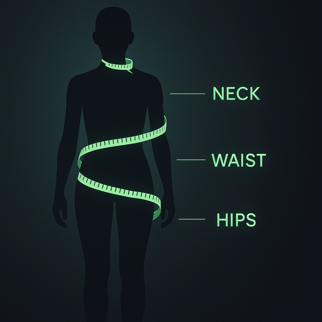 Tape measure body fat steps
